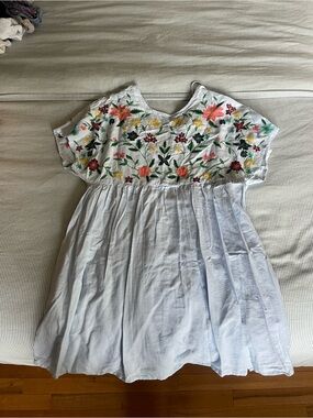 NWT Zara blue floral embroidered dress/ romper